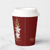 Gobelets En Papier Blanc Poinsettia Bourgogne Gold Parties scintillan (Droite)