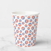 GOBELETS EN PAPIER BLANC ROUGE PATRIOTIQUE DONUTS BLEUS BLANCS (Gauche)