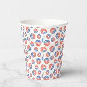 GOBELETS EN PAPIER BLANC ROUGE PATRIOTIQUE DONUTS BLEUS BLANCS (Droite)