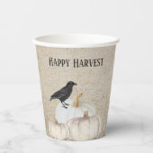 Gobelets En Papier Blancs Citrouille Happy Harvest (Recto)