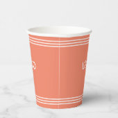 Gobelets En Papier Blancs minimaux Logo Personnalisé Dusty Orange (Droite)