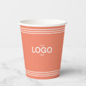 Gobelets En Papier Blancs minimaux Logo Personnalisé Dusty Orange (Recto)
