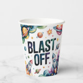 Gobelets En Papier Blast Off Space Boy Astronaut fête d'anniversaire (Verso)