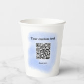 Gobelets En Papier bleu aquarelle QR code scan ajouter texte personna (Verso)