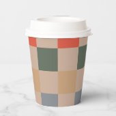 Gobelets En Papier Bleu Beige Orange Brown À damiers En vichy Motif (Verso)