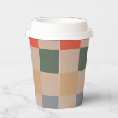 Gobelets En Papier Bleu Beige Orange Brown À damiers En vichy Motif (Droite)