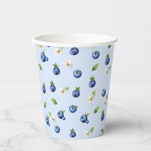 Gobelets En Papier Bleu Berry Baby shower doux (Recto)
