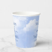 Gobelets En Papier Bleu Blanc Étincelle Nuages Rêveur Élégant Mariage (Droite)