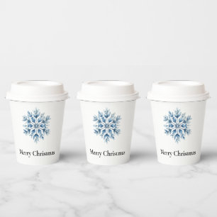 Gobelets En Papier Bleu blanc hiver Feu de neige Noël