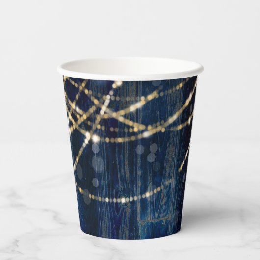 Gobelets En Papier Bleu Bois Rustique Éclairage Mariage (Verso)