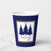 Gobelets En Papier Bleu Buffalo Check Pine Trees Papier Cups (Verso)