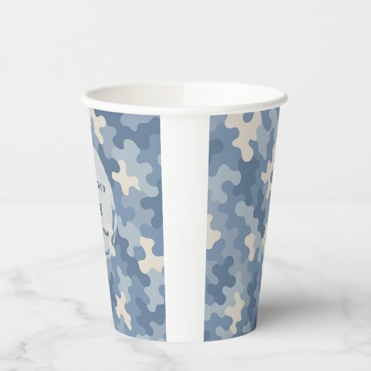 Gobelets En Papier Bleu Camo Anniversaire militaire (Gauche)