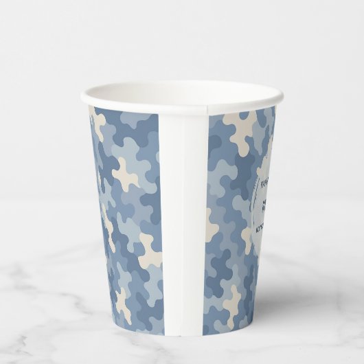 Gobelets En Papier Bleu Camo Anniversaire militaire (Droite)