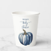 Gobelets En Papier Bleu Citrouille Aquarelle Boho Baby Boy Douche (Verso)