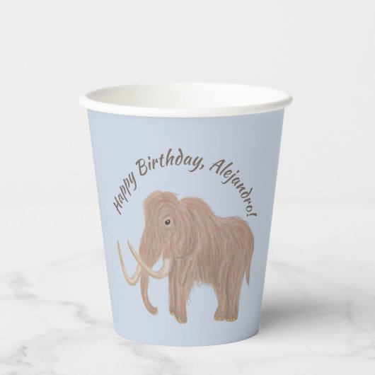 Gobelets En Papier Bleu clair personnalisé, Mammoth laineux Brown (Recto)