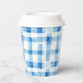 Gobelets En Papier Bleu classique et blanc En vichy À damiers Motif (Verso)