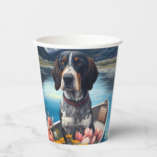 Gobelets En Papier Bleu Coonhound sur une pagaie : une aventure Pitto (Recto)