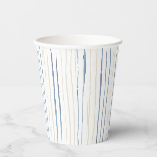 Gobelets En Papier Bleu côtier et brosse de sable (Recto)