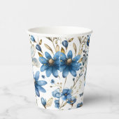Gobelets En Papier Bleu dragonfly et Fleurs Floral Paper Party tasses (Droite)