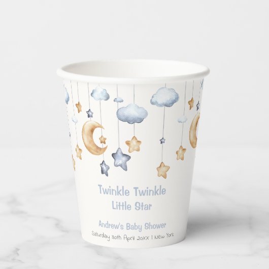 Gobelets En Papier Bleu Elegant Twinkle Baby shower Twinkle (Recto)