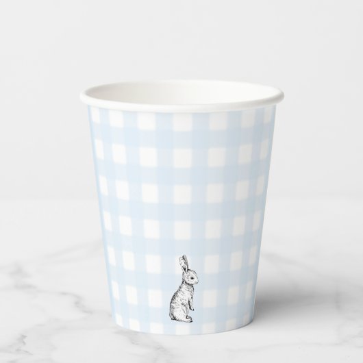 Gobelets En Papier Bleu En vichy lapin Lapin Coupe en papier (Verso)