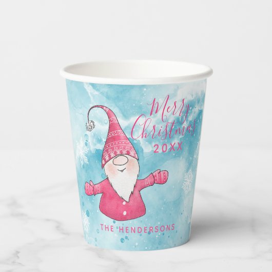 Gobelets En Papier Bleu et rose joyeux Noël (Verso)