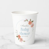 Gobelets En Papier Bleu floral délicat Baby shower tasses en papier (Verso)