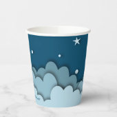 Gobelets En Papier Bleu foncé avec nuages et étoiles Baby shower (Gauche)