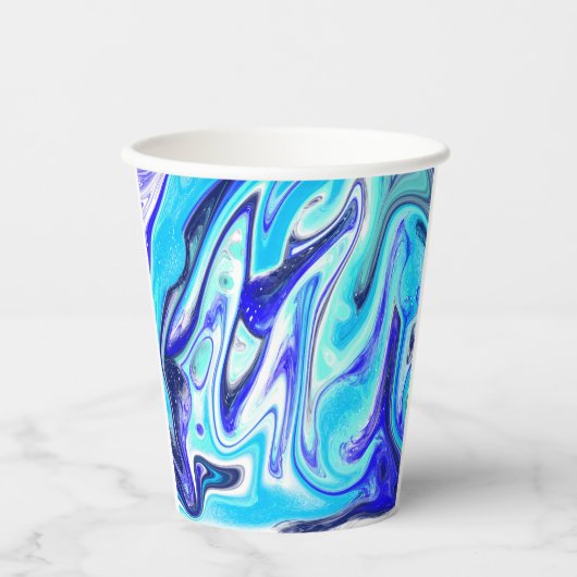 Gobelets En Papier Bleu fondu | Marble Fluid Art (Recto)
