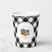 Gobelets En Papier Bleu Gourde Citrouille Plaid Thanksgiving (Recto)