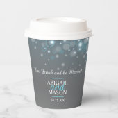 Gobelets En Papier Bleu gris bulles mariage personnalisé (Recto)