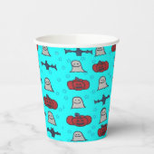 Gobelets En Papier Bleu Halloween Fun Imprimer (Gauche)