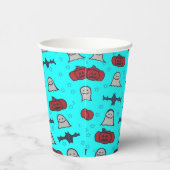 Gobelets En Papier Bleu Halloween Fun Imprimer (Droite)