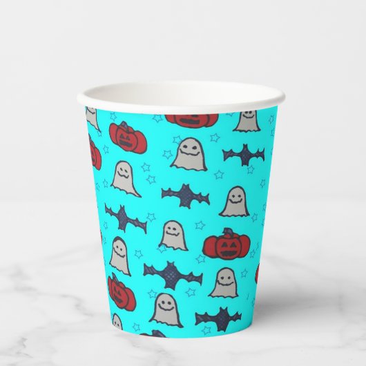 Gobelets En Papier Bleu Halloween Fun Imprimer (Recto)