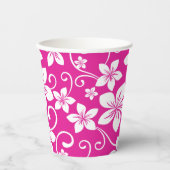 GOBELETS EN PAPIER BLEU HAWAI (ROSE CHAUD) (Recto)