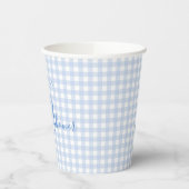 Gobelets En Papier Bleu Lapin Plaid Baby shower personnalisé (Gauche)
