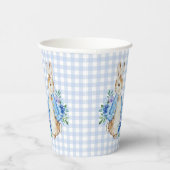 Gobelets En Papier Bleu Lapin Plaid Baby shower personnalisé (Droite)