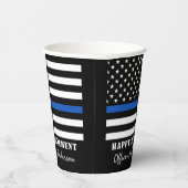 Gobelets En Papier Bleu Léger Drapeau Police Parti de retraite (Droite)