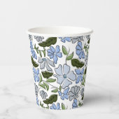 Gobelets En Papier Bleu main tiré bloc floral Imprimer (Verso)