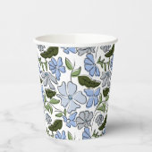 Gobelets En Papier Bleu main tiré bloc floral Imprimer (Gauche)