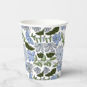 Gobelets En Papier Bleu main tiré bloc floral Imprimer (Droite)