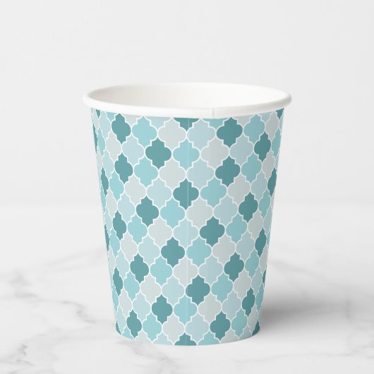 Gobelets En Papier Bleu Marocain Trellis, Lattes, Quatrefoil (Droite)