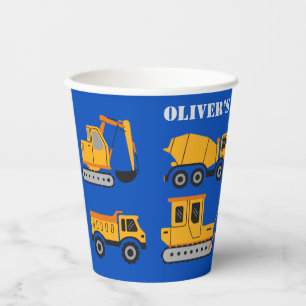 Gobelets En Papier Bleu mignon Construction pour enfants Anniversaire