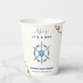Gobelets En Papier Bleu moderne Ahoy Nautical Boy Baby shower (Verso)