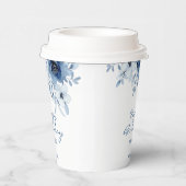 Gobelets En Papier Bleu moderne Rose verdure fleurie Anniversaire (Droite)