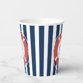 Gobelets En Papier Bleu nautique Baby shower rayé garçon (Gauche)
