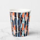 Gobelets En Papier Bleu orange brosses Motif Abstrait (Droite)