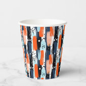 Gobelets En Papier Bleu orange brosses Motif Abstrait (Recto)