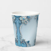 Gobelets En Papier Bleu Ornate Floral tasse de papier (Recto)