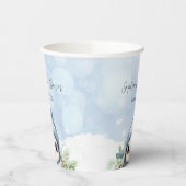 Gobelets En Papier Bleu Pingin Baby shower de neige d'hiver (Gauche)